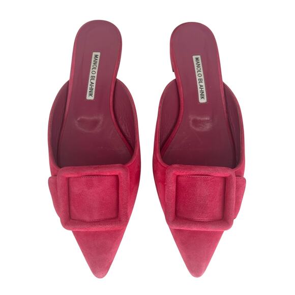 Manolo Blahnik Maysale Suede Flats In Pink - Picture 9 of 16